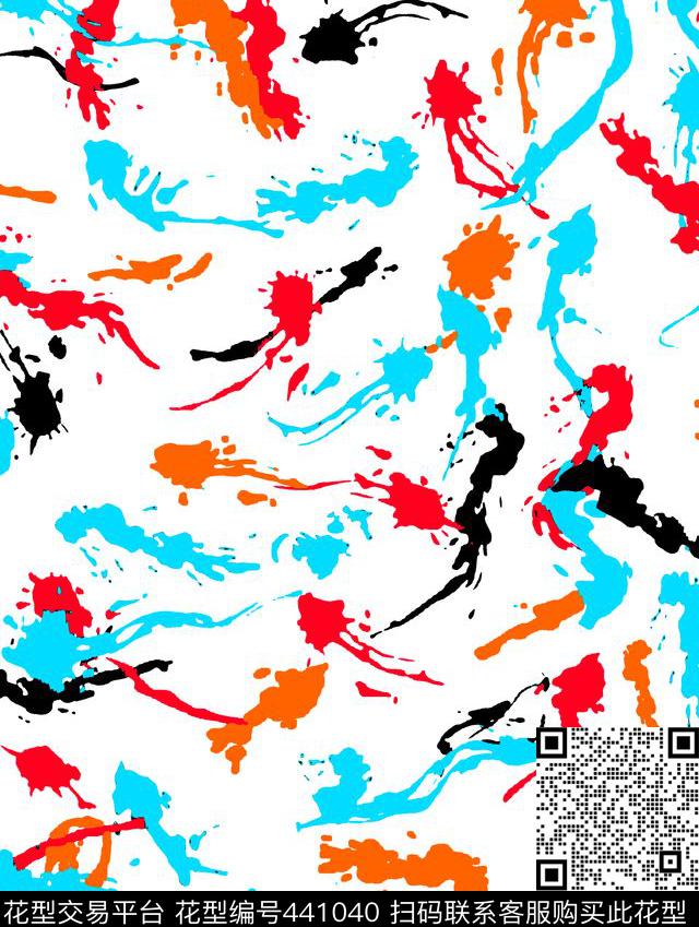 油墨喷漆笔触传统印花花型下载（图片编号: 441040） - 瓦栏（Walan）