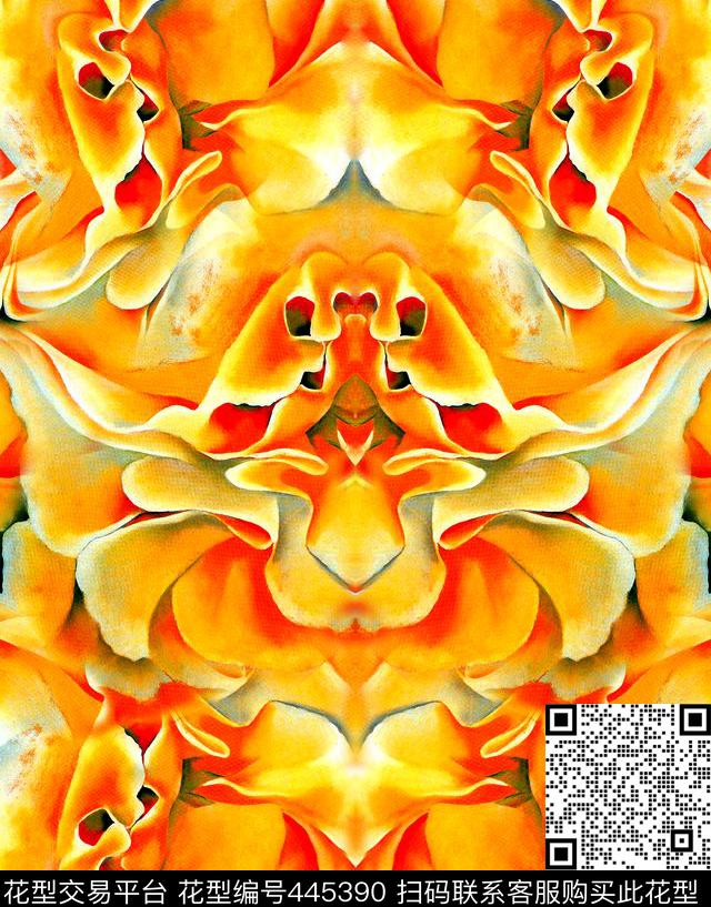SZ2015060201 - 445390 - 抽象 火热 油画 - 数码印花花型 － 女装花型设计 － 瓦栏