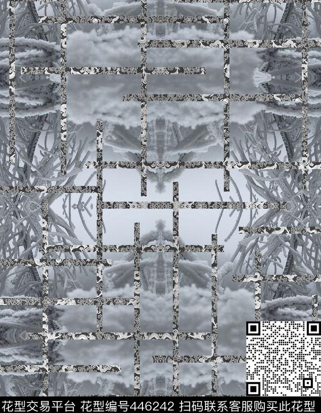 花纹雪景羽绒服数码印花花型下载（图片编号: 446242） - 瓦栏（Walan）