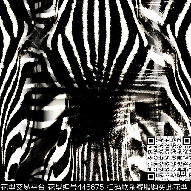 抽象动物斑马纹 - 446675 - 抽象 动物纹 热带 - 数码印花花型 － 女装花型设计 － 瓦栏