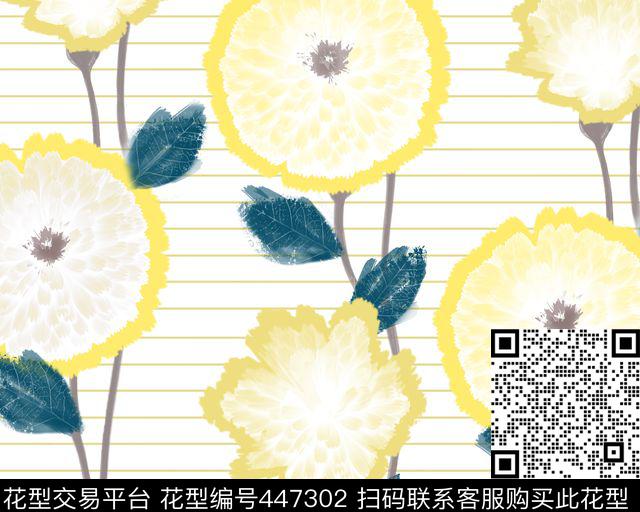 时尚抽象横条藤蔓传统印花花型下载（图片编号: 447302） - 瓦栏（Walan）