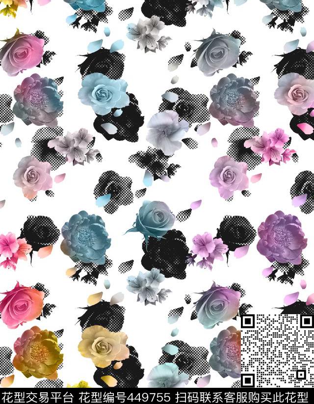 简单泥点清新数码印花花型下载（图片编号: 449755） - 瓦栏（Walan）