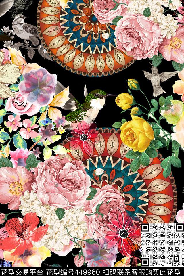 花卉名族休闲数码印花花型下载（图片编号: 449960） - 瓦栏（Walan）