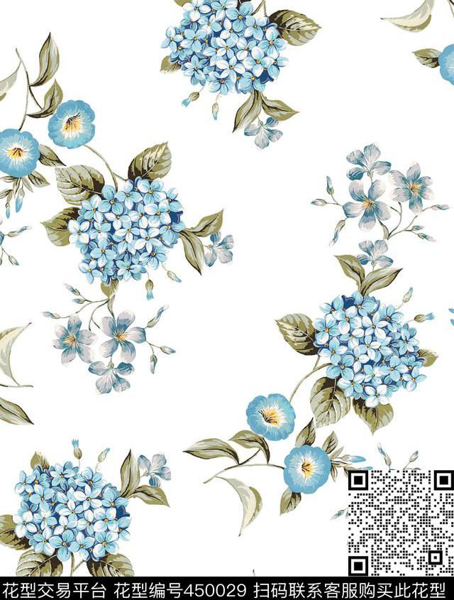 田园风小花花卉花卉传统印花花型下载（图片编号: 450029） - 瓦栏（Walan）