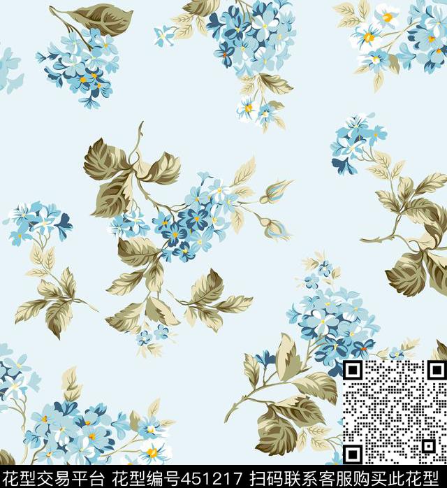 传统印花花卉叶子花卉传统印花花型下载（图片编号: 451217） - 瓦栏（Walan）