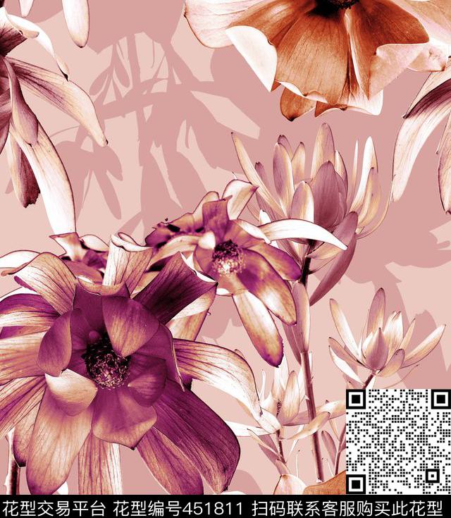 2016早春maxmara花卉数码印花花型下载（图片编号: 451811） - 瓦栏（Walan）