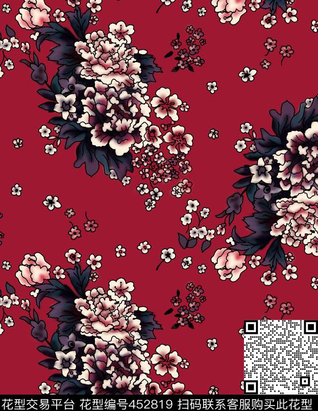 传统印花花卉传统花型传统印花花型下载（图片编号: 452819） - 瓦栏（Walan）
