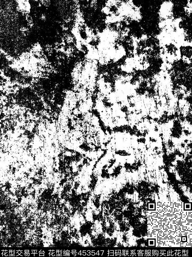 潮酷黑白古旧数码印花花型下载（图片编号: 453547） - 瓦栏（Walan）