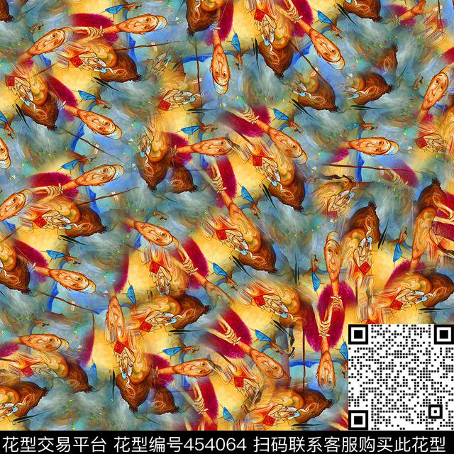 复古手绘女人时尚数码印花花型下载（图片编号: 454064） - 瓦栏（Walan）