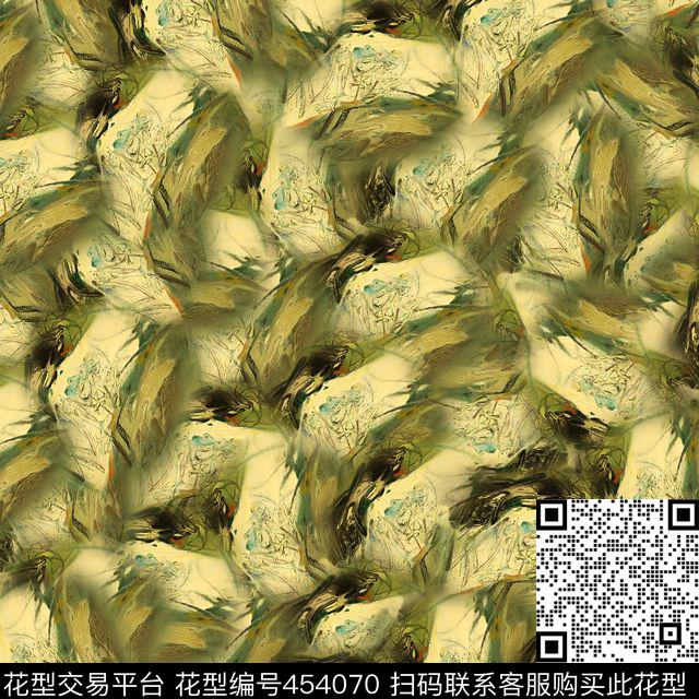复古笔触手绘数码印花花型下载（图片编号: 454070） - 瓦栏（Walan）