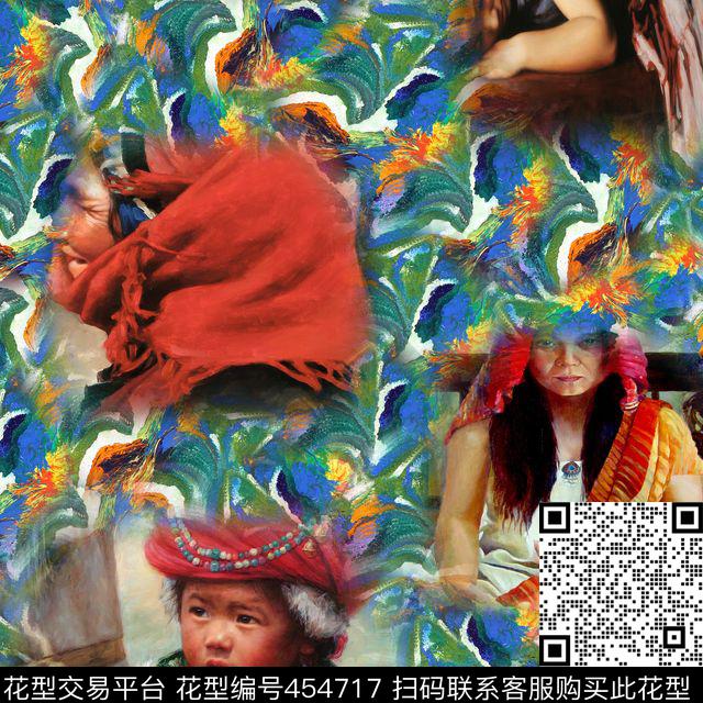 时尚人物油画数码印花花型下载（图片编号: 454717） - 瓦栏（Walan）