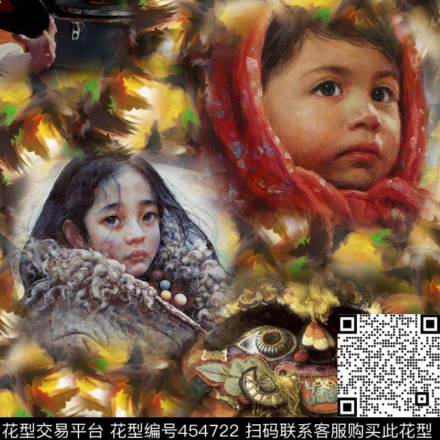 时尚人物油画数码印花花型下载（图片编号: 454722） - 瓦栏（Walan）