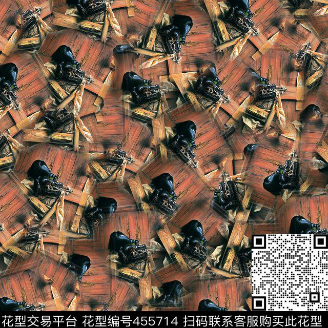 时尚黑猩猩油画数码印花花型下载（图片编号: 455714） - 瓦栏（Walan）