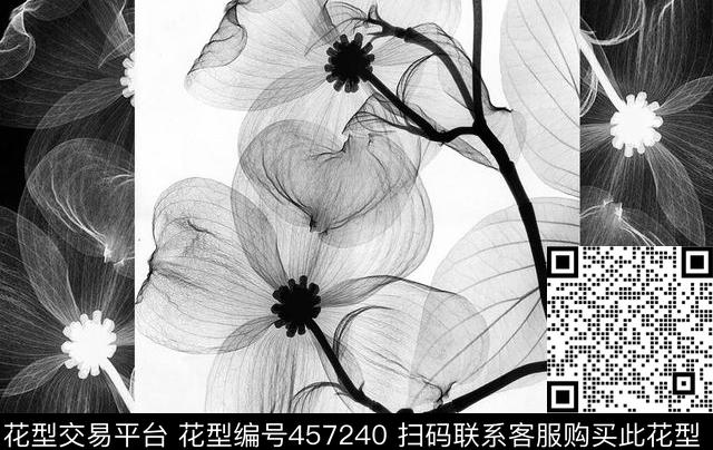 花溪 - 457240 - 花朵 条纹 田园 - 数码印花花型 － 女装花型设计 － 瓦栏