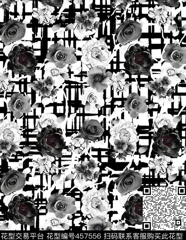 复古几何手绘数码印花花型下载（图片编号: 457556） - 瓦栏（Walan）