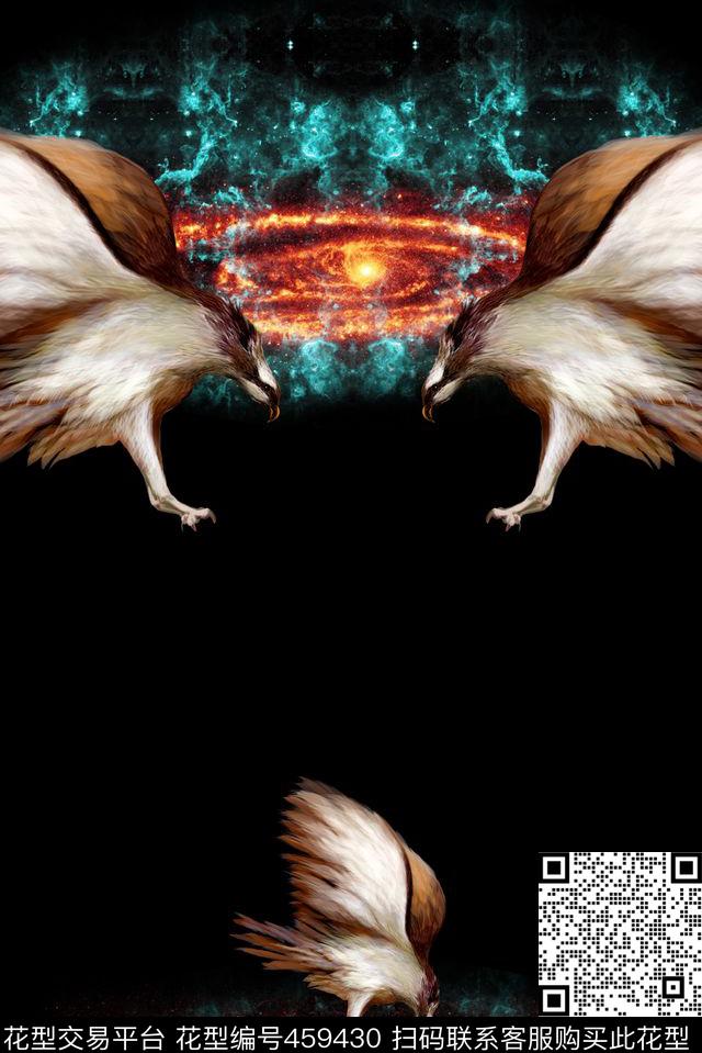 花鸟梦幻宇宙数码印花花型下载（图片编号: 459430） - 瓦栏（Walan）