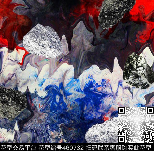 复古个性烈火数码印花花型下载（图片编号: 460732） - 瓦栏（Walan）