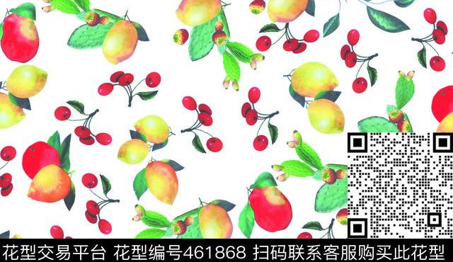 韩版桃水果匹布数码印花花型下载（图片编号: 461868） - 瓦栏（Walan）