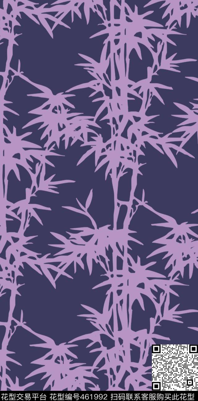 传统印花竹子剪影花卉传统印花花型下载（图片编号: 461992） - 瓦栏（Walan）