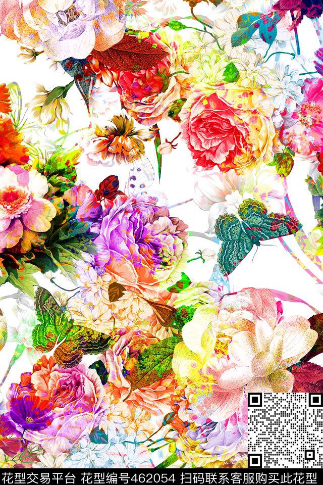 花卉沙发炫彩数码印花花型下载（图片编号: 462054） - 瓦栏（Walan）