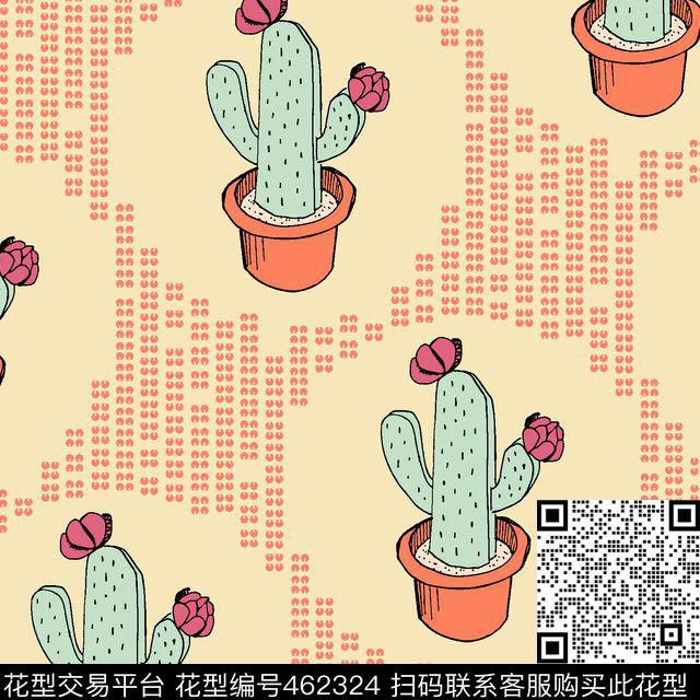 花卉几何卡通传统印花花型下载（图片编号: 462324） - 瓦栏（Walan）