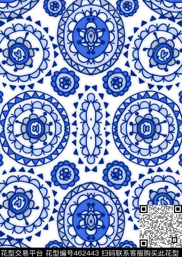 中国风手绘民族数码印花花型下载（图片编号: 462443） - 瓦栏（Walan）