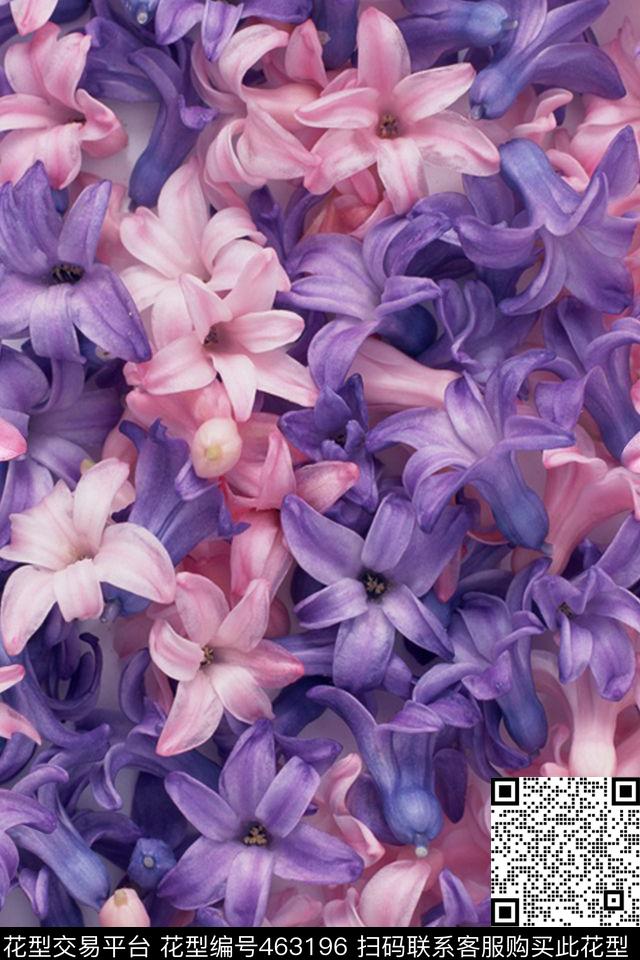 花卉紫色花海粉色花数码印花花型下载（图片编号: 463196） - 瓦栏（Walan）