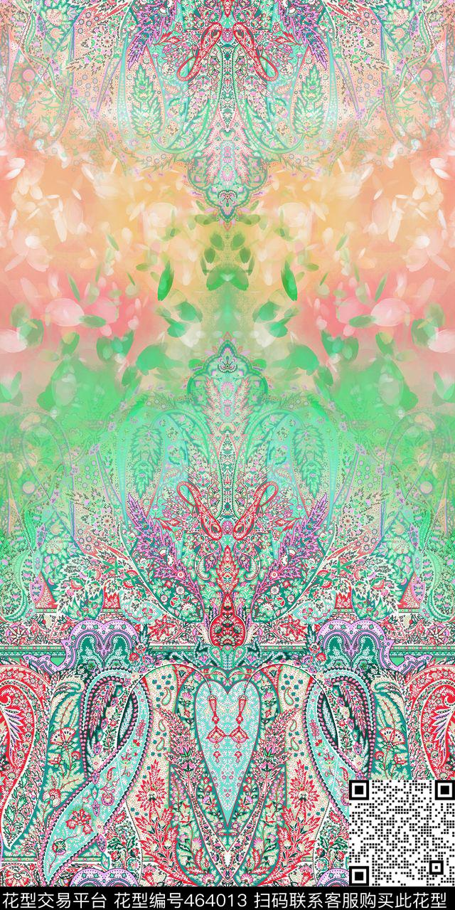 火腿纹民族风佩斯利数码印花花型下载（图片编号: 464013） - 瓦栏（Walan）
