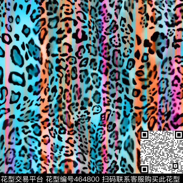 豹纹印花图案 - 464800 - 豹纹图案 数码印花 印花图案 - 数码印花花型 － 方巾花型设计 － 瓦栏