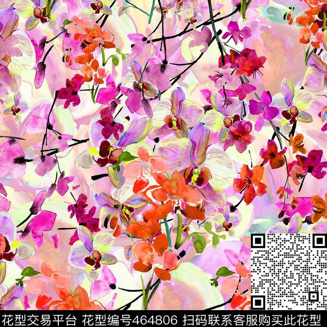 满地水彩小花 - 464806 - 满地小花 数码印花 水彩花卉 - 数码印花花型 － 女装花型设计 － 瓦栏