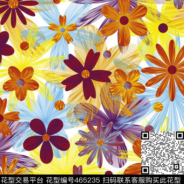 抽象印花图案 - 465235 - 抽象花卉 抽象印花图案 服装图案 - 数码印花花型 － 其他花型设计 － 瓦栏