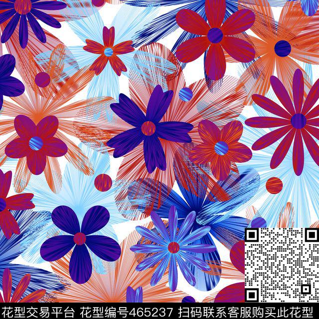 抽象印花图案 - 465237 - 抽象花卉 抽象印花图案 服装图案 - 数码印花花型 － 其他花型设计 － 瓦栏