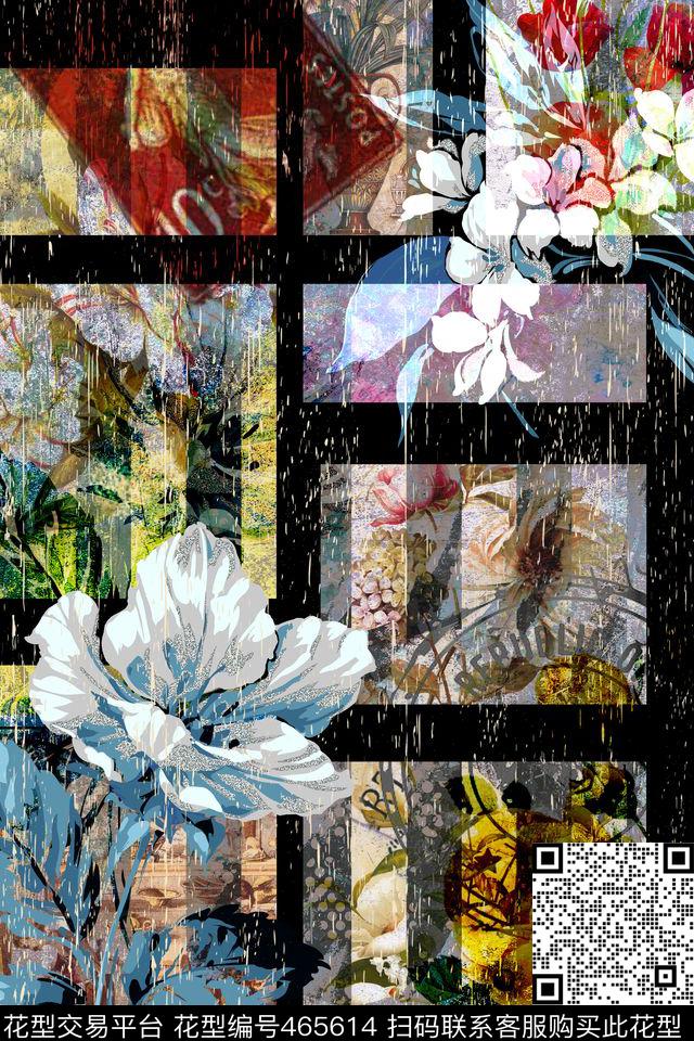 短裙花油画流行时尚数码印花花型下载（图片编号: 465614） - 瓦栏（Walan）