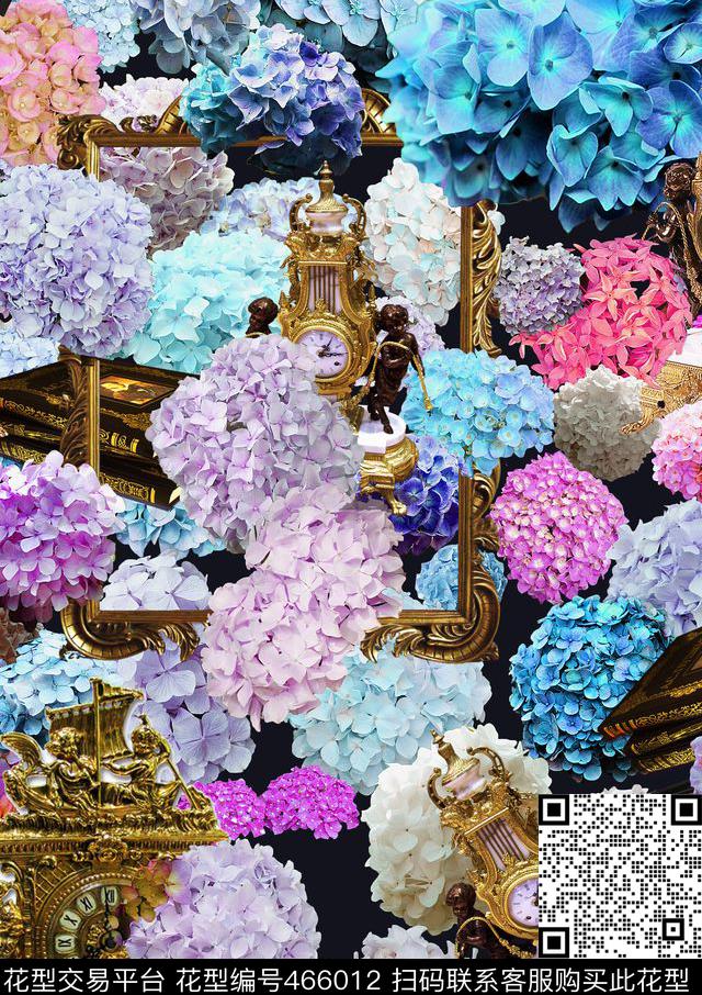 欧洲风乱花欧式家具数码印花花型下载（图片编号: 466012） - 瓦栏（Walan）