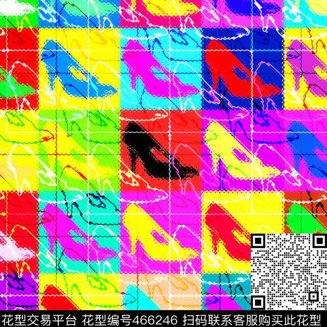 时尚高跟鞋心跳传统印花花型下载（图片编号: 466246） - 瓦栏（Walan）