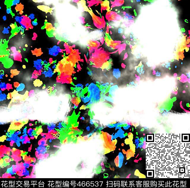 笔墨抽象花瓣数码印花花型下载（图片编号: 466537） - 瓦栏（Walan）