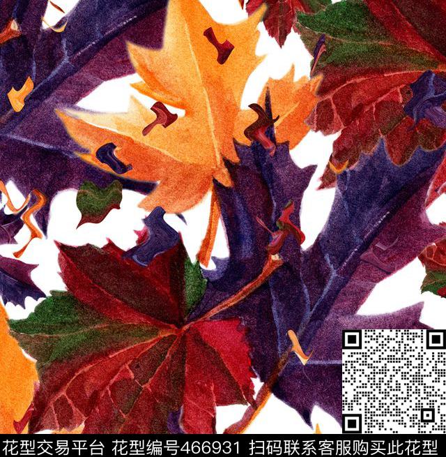 枫叶落叶迷彩数码印花花型下载（图片编号: 466931） - 瓦栏（Walan）