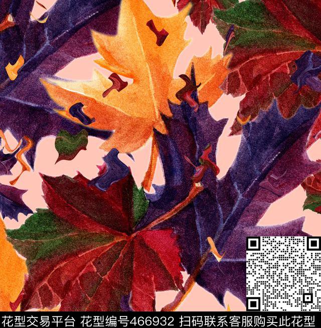 落叶秋叶枫叶数码印花花型下载（图片编号: 466932） - 瓦栏（Walan）
