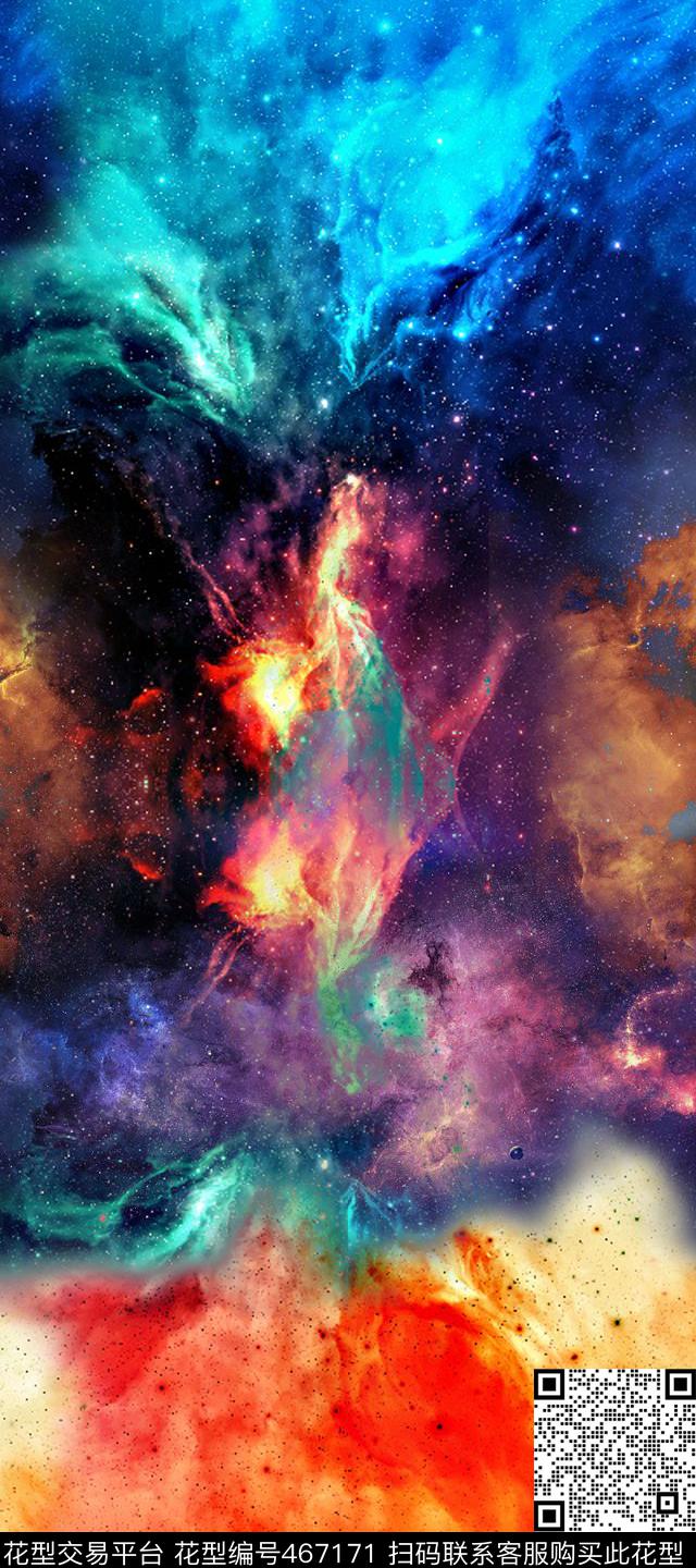 抽象丝巾星空数码印花花型下载（图片编号: 467171） - 瓦栏（Walan）