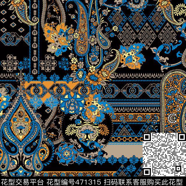 几何花纹民族风沙发布传统印花花型下载（图片编号: 471315） - 瓦栏（Walan）