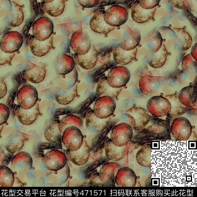 时尚肌理石榴数码印花花型下载（图片编号: 471571） - 瓦栏（Walan）