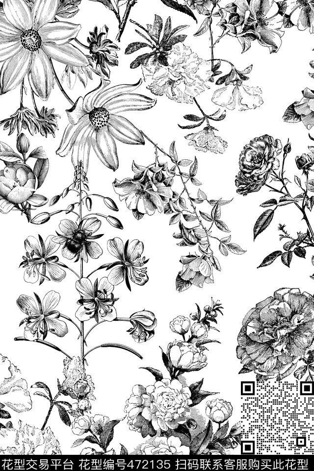 大牌女装花卉素雅高贵传统印花花型下载（图片编号: 472135） - 瓦栏（Walan）