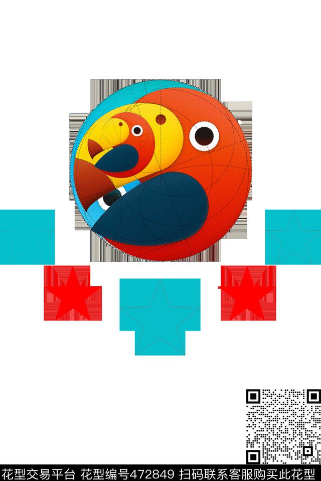 定位T恤夹克几何圆形鹦鹉数码印花花型下载（图片编号: 472849） - 瓦栏（Walan）