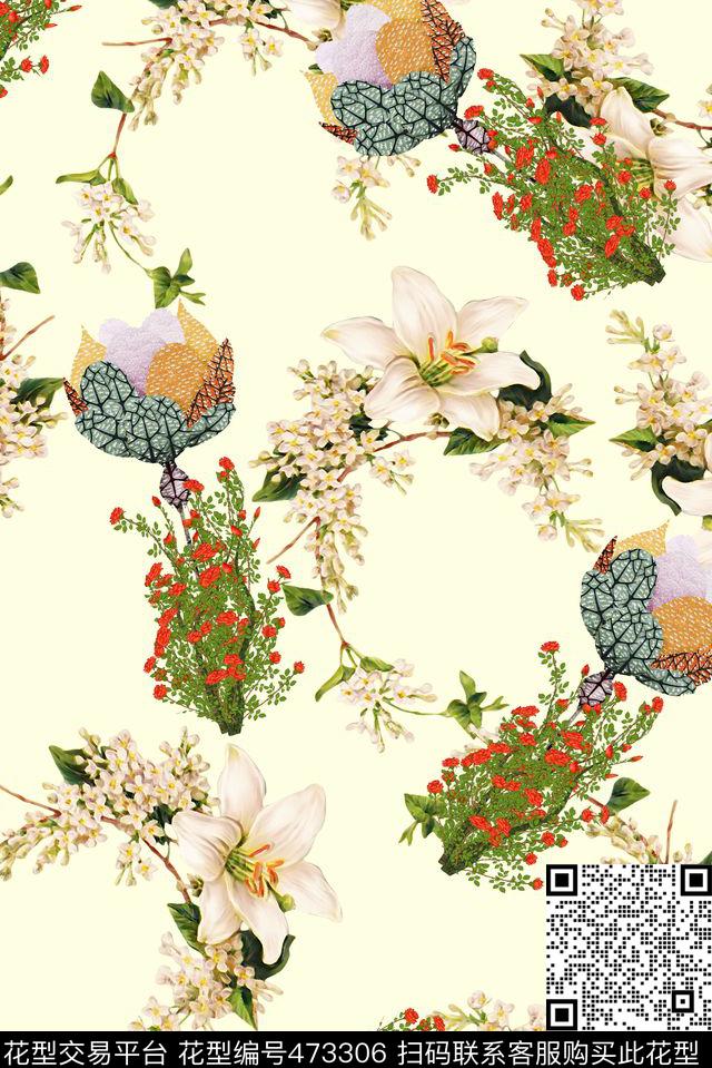 简单时尚清爽数码印花花型下载（图片编号: 473306） - 瓦栏（Walan）