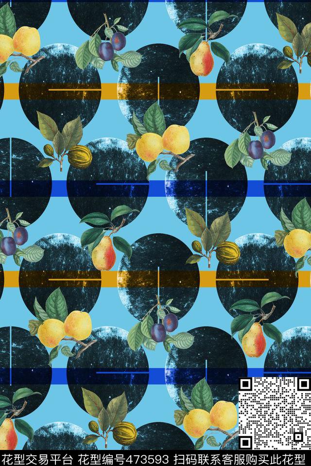 大波点月球条子数码印花花型下载（图片编号: 473593） - 瓦栏（Walan）