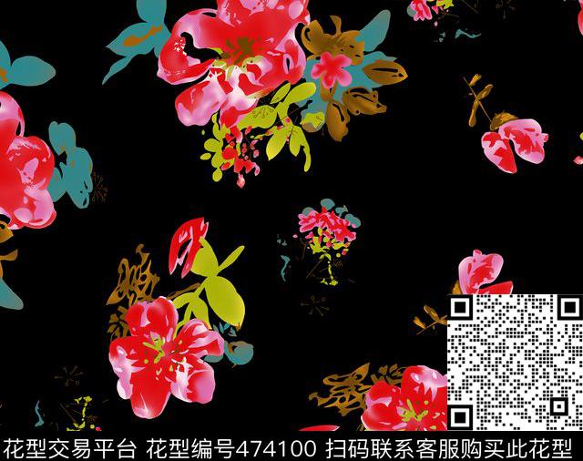 flower design - 474100 - textile design printing - 数码印花花型 － 床品花型设计 － 瓦栏