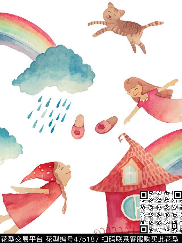 卡通小清新女装童装数码印花花型下载（图片编号: 475187） - 瓦栏（Walan）