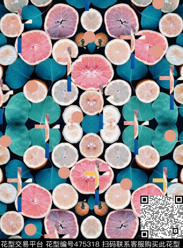十字架水果波点数码印花花型下载（图片编号: 475318） - 瓦栏（Walan）