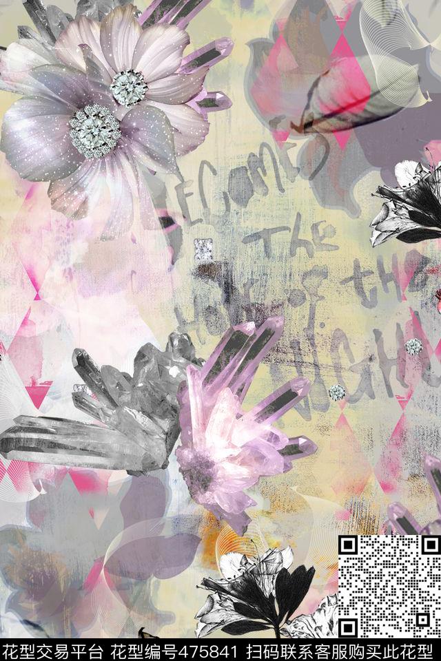 时尚复古花卉大牌女装数码印花花型下载（图片编号: 475841） - 瓦栏（Walan）