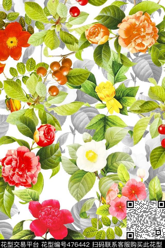 田园风花卉女式秋冬装箱包面料数码印花花型下载（图片编号: 476442） - 瓦栏（Walan）